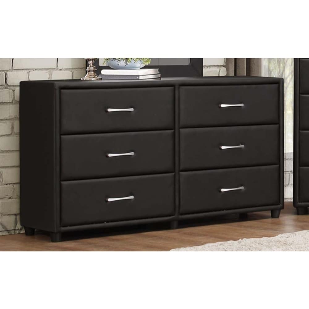 Shop 6 Drawer Dresser In Wood And Pvc Black Overstock 23486000