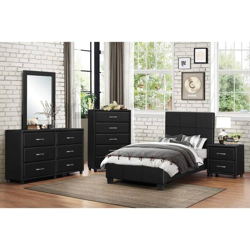6 Drawer Dresser In Wood And PVC, Black