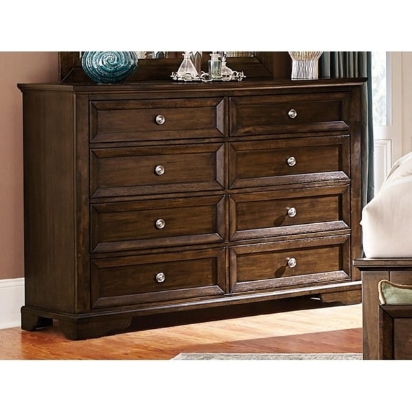 Shop Rustic Style Wooden Dresser With 8 Drawers, Brown