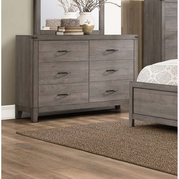 Shop 6 Drawer Wooden Dresser With Block Feet Weathered Gray