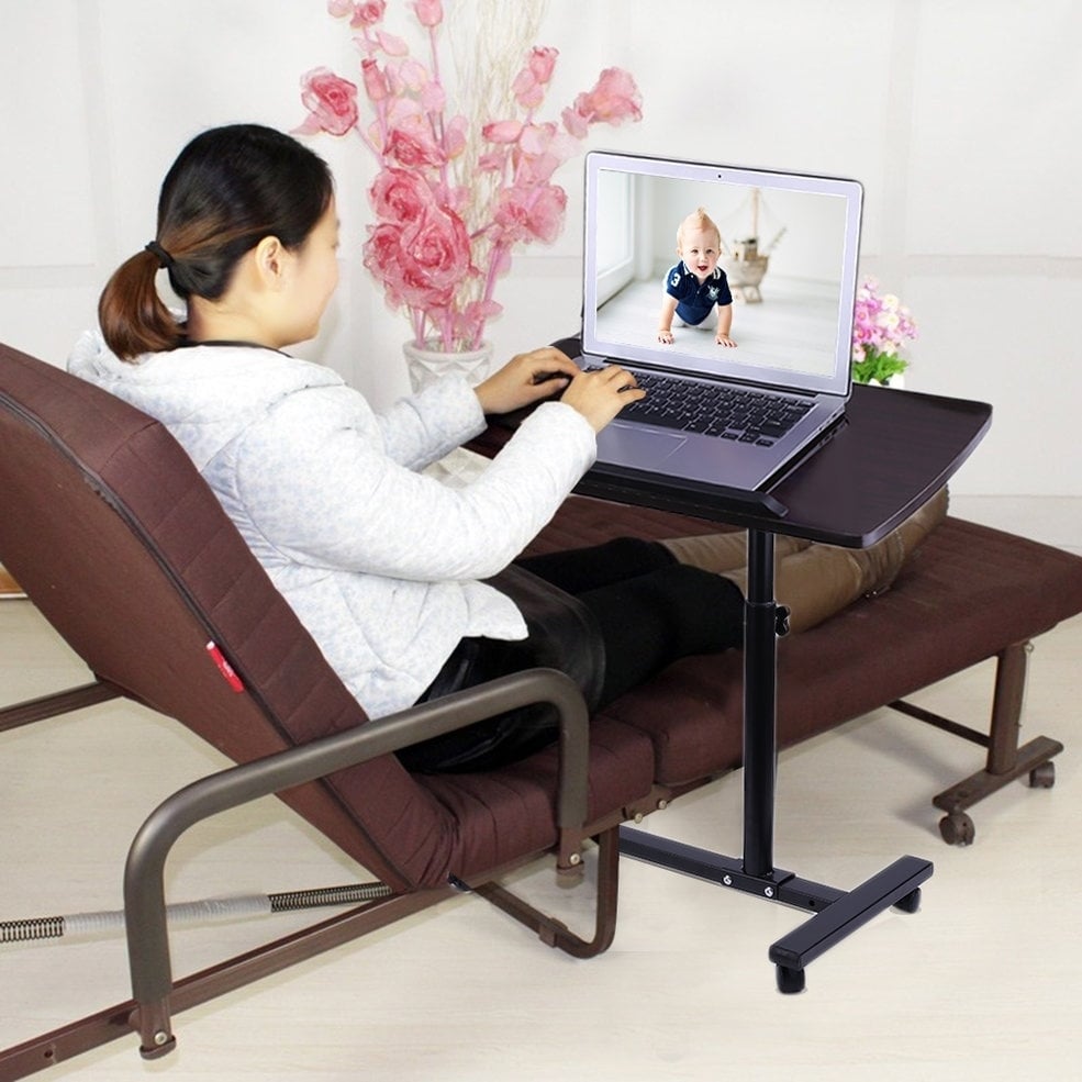 Shop Adjustable Overbed Rolling Table Over Bed Laptop Food Tray