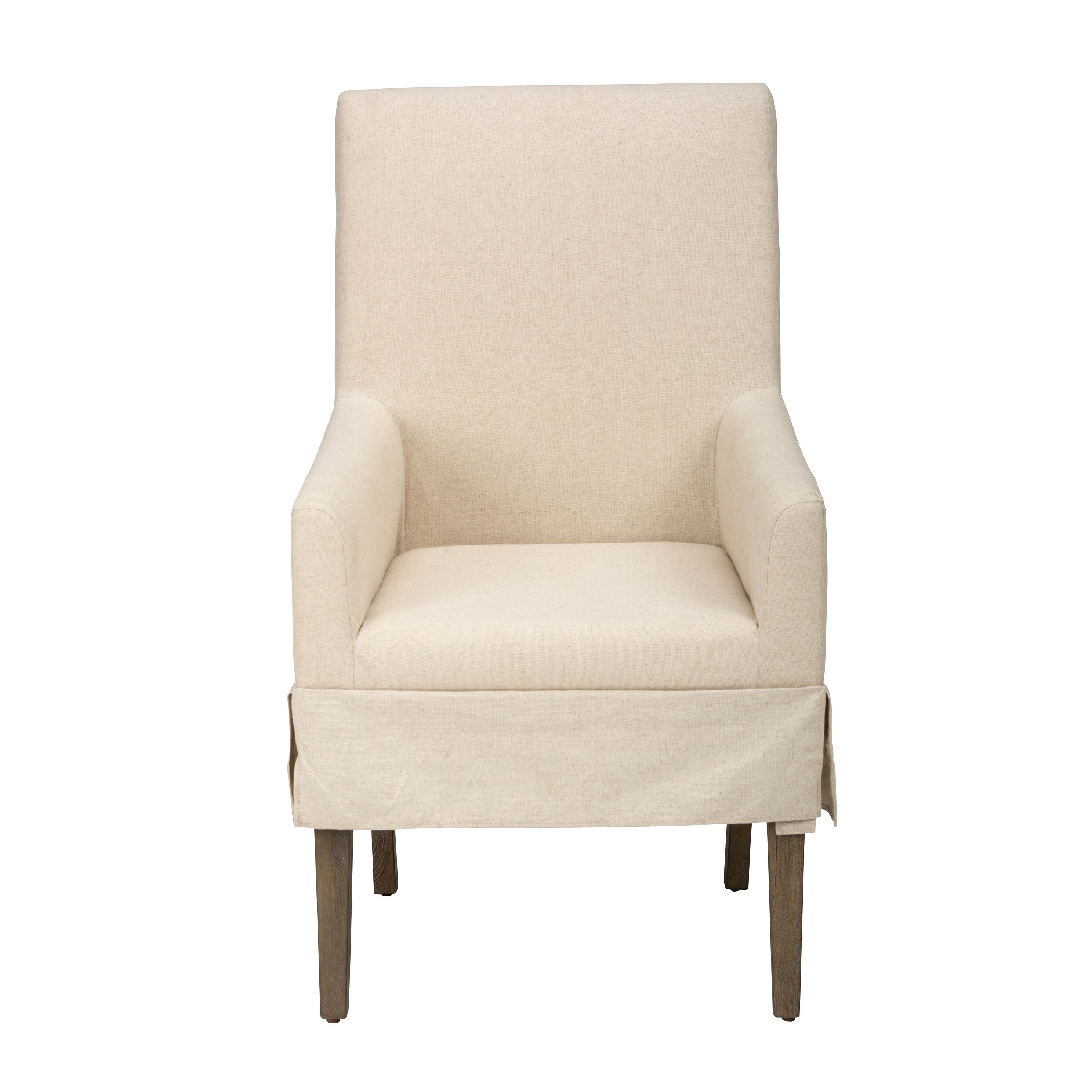 Shop Fabric Upholstered Wooden Dining Chair With Armrests Beige And Brown Overstock 23486604