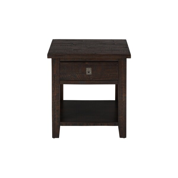 Shop Wooden End Table with Rough-Hewn Saw Marks, Chocolate ...