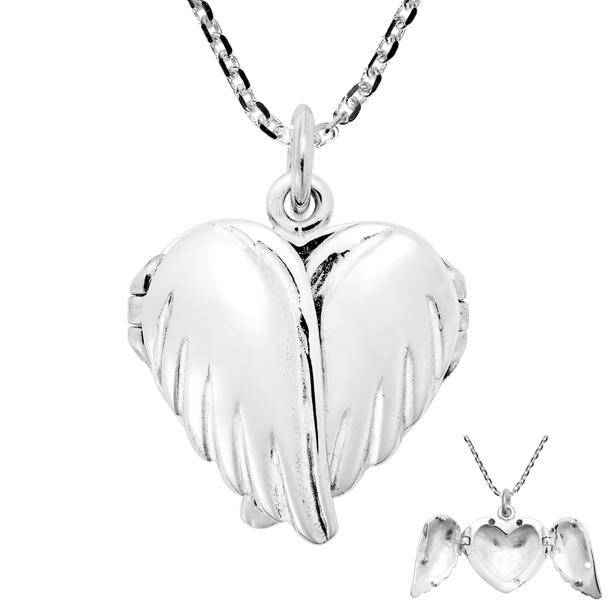 open heart angel wing necklace