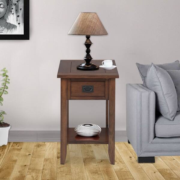 Shop Transitional Wooden Chair Side End Table With Drawer And Open Shelf Brown Overstock 23486816