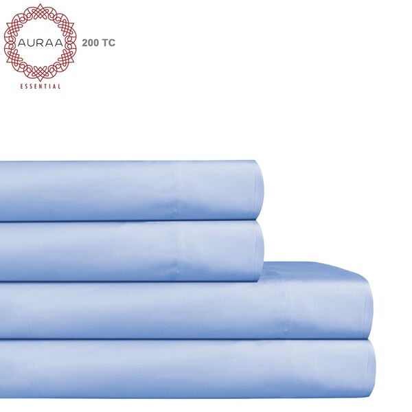 Auraa Essential 200 Tc Long Staple Cotton Sheet Set Smooth Auraa Essential 200 Tc Long Staple Cotton Sheet Set Smooth Percale Weave