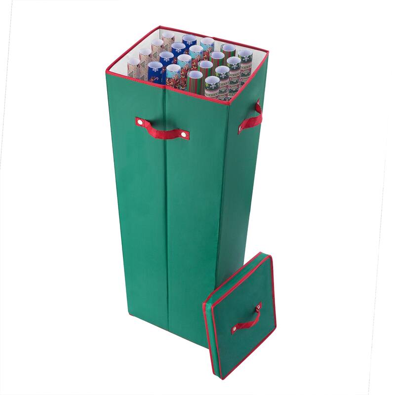 Elf Stor 40 Inch Wrapping Paper Storage Box Holds 20 Rolls With Lid And Pockets - 40 inch rolls