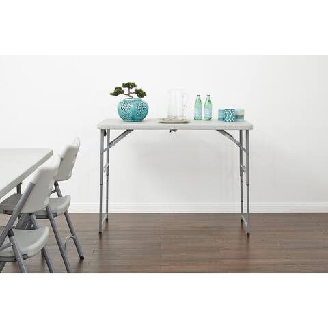 4' Long-Height Adjustable Fold in Half Resin Multi Purpose Table.