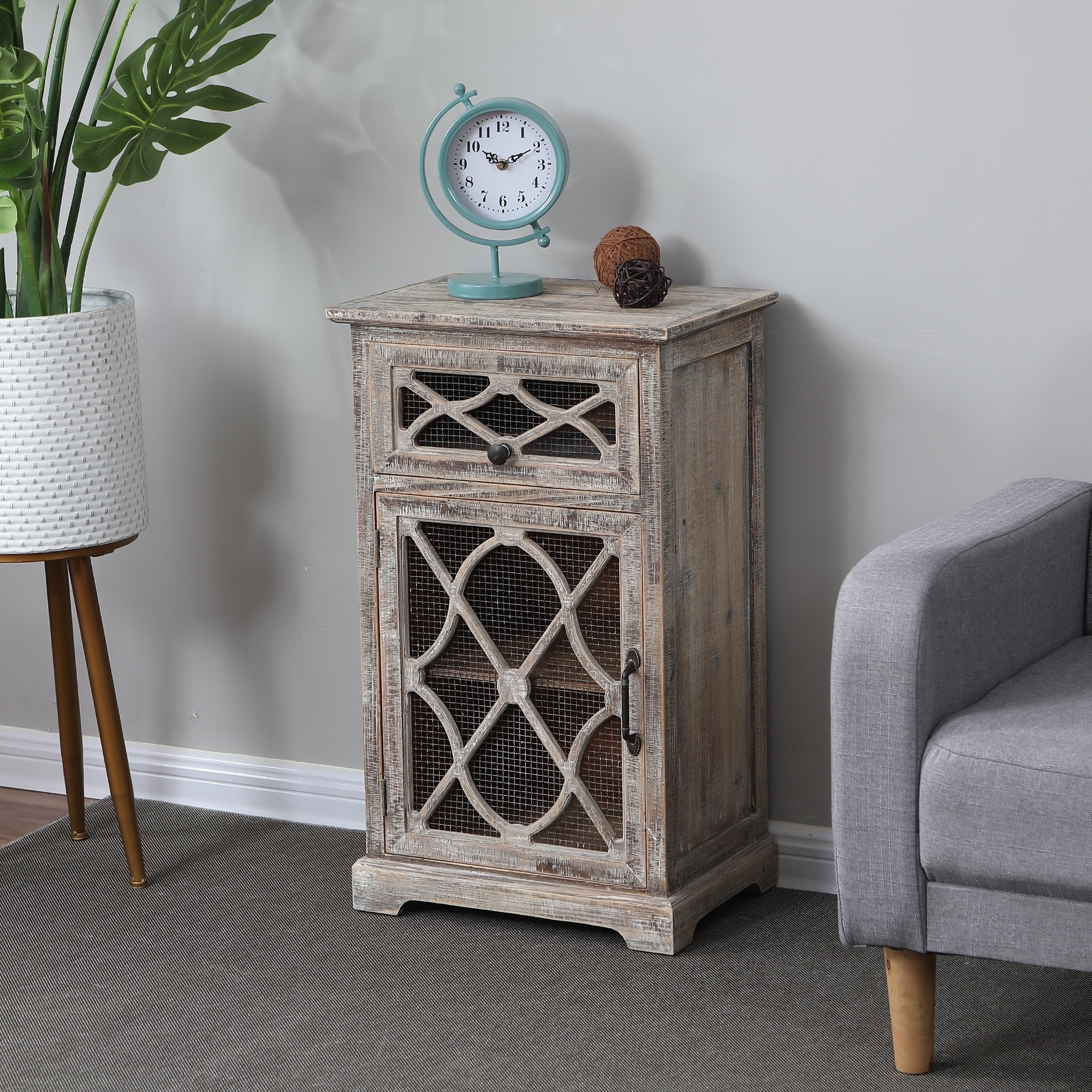 Shop Rustic Wood And Metal Small Console Cabinet On Sale