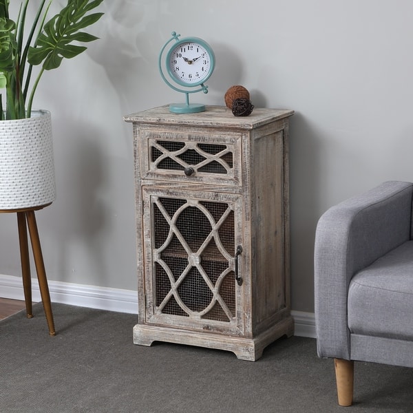 Shop Rustic Wood And Metal Small Console Cabinet Free Shipping