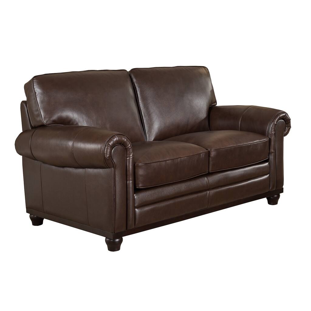 Coventry Top Grain Brown Leather Loveseat