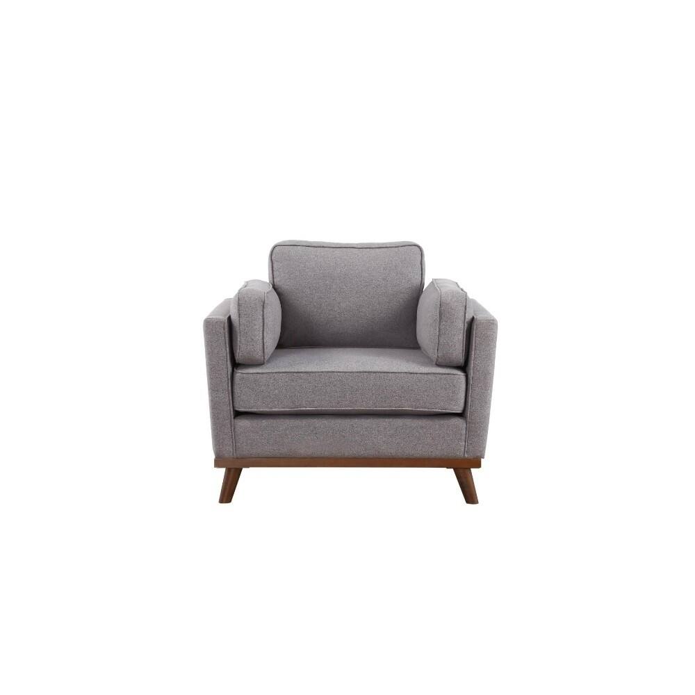 Polyester Upholstered Chair With Wooden Splayed Legs, Gray