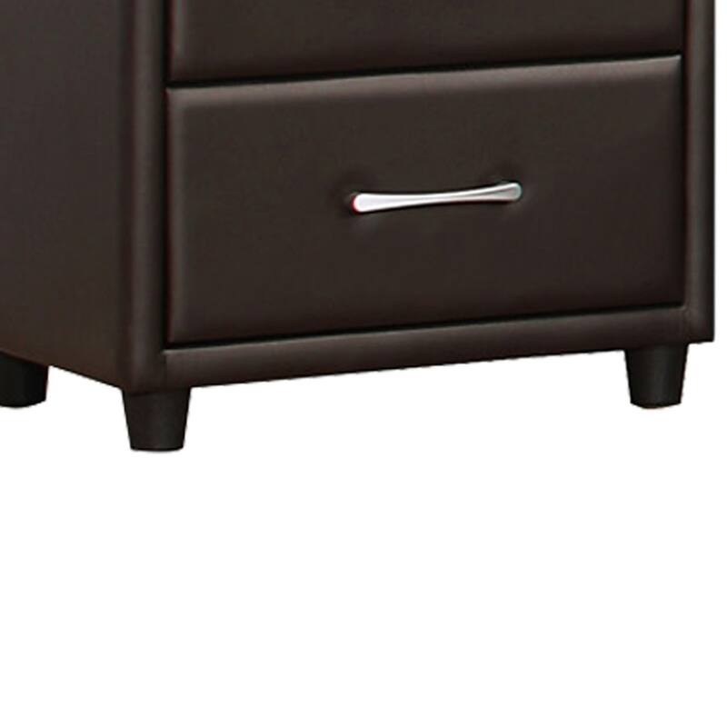 2 Drawer Night Stand In Wood And PVC, Black