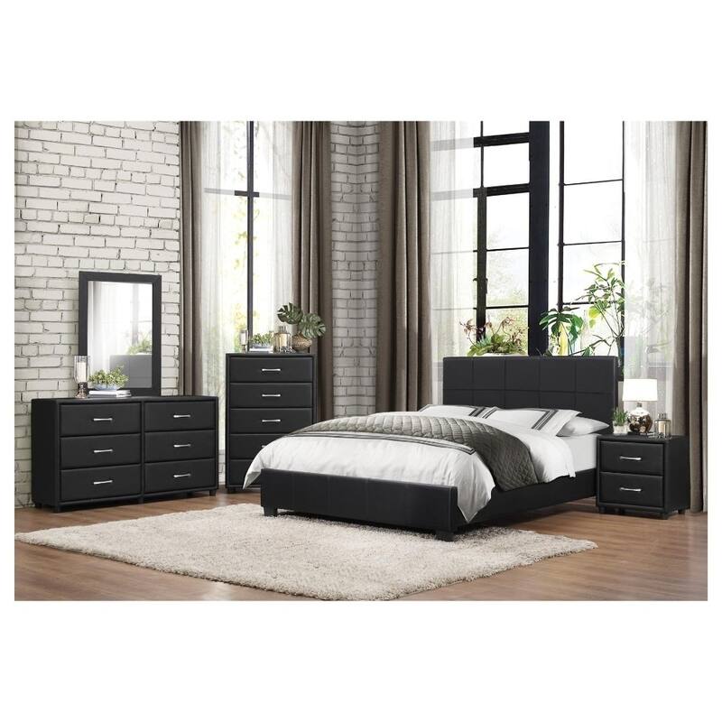 2 Drawer Night Stand In Wood And PVC, Black
