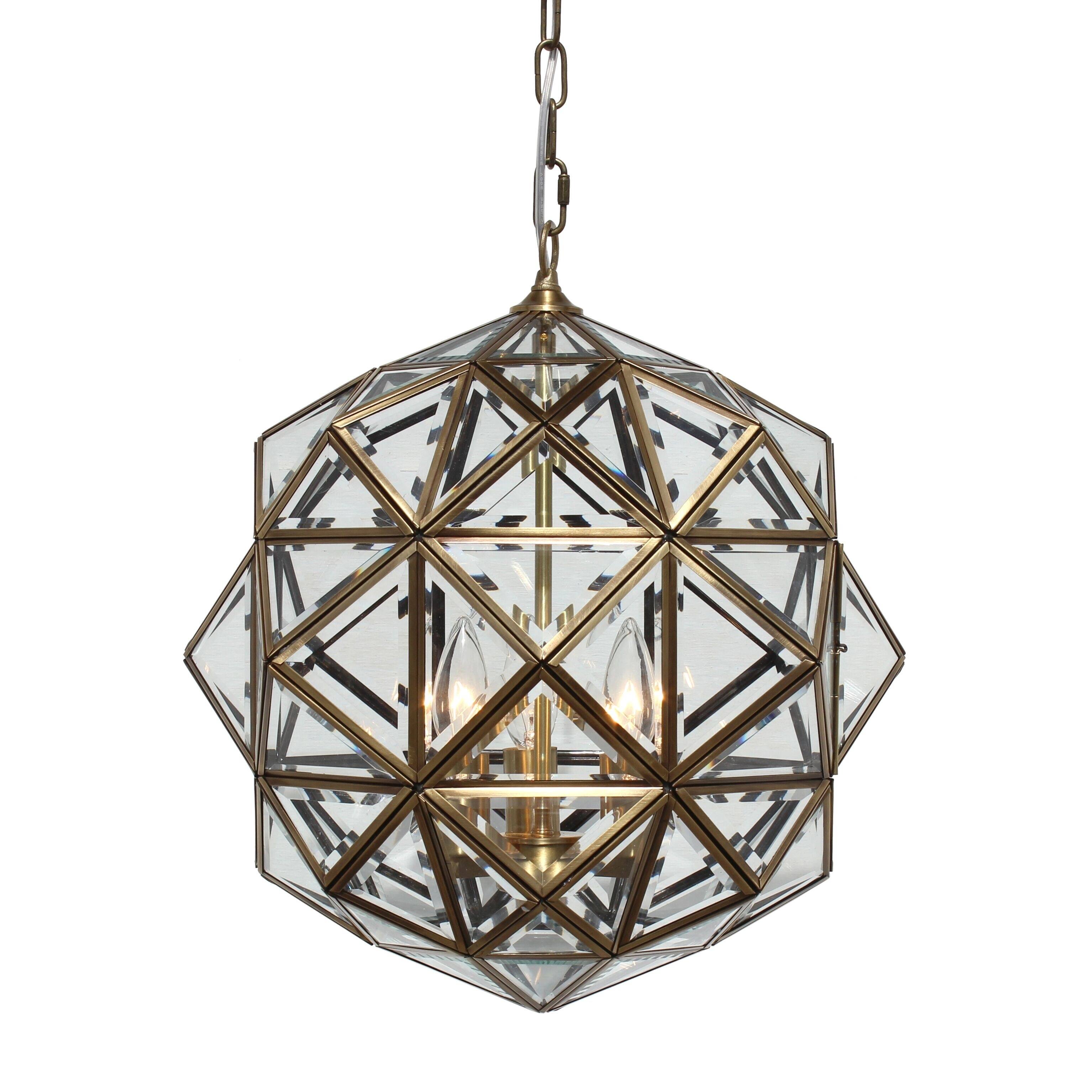 Calypso Glass Lantern Chandelier, Antique Brass - Chandeliers For Bedrooms by Overstock.com