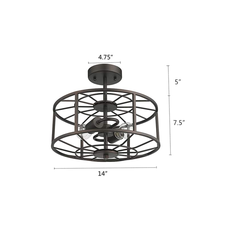 2-light Oil Rubbed Bronze Semi-Flush Mount