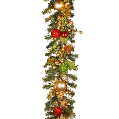72" Decorated Christmas Garland with Battery Operated LED Lights
