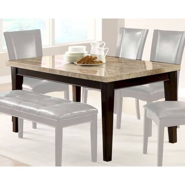 Shop Wooden Dining Table With Ivory Marble Top Ivory Cream
