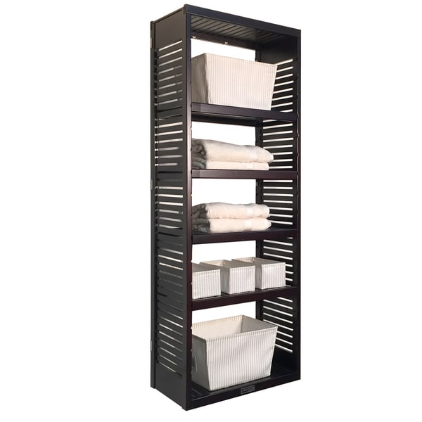 Shop John Louis Home 16in deep Solid Wood Deluxe Woodcrest Storage Tower Espresso - Free ...