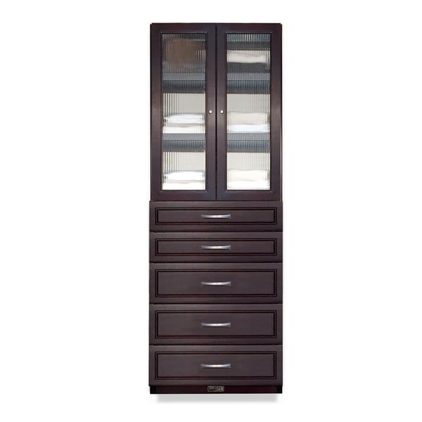 Shop John Louis Home 12in deep Solid Wood Premier 5 Drawer/Doors Woodcrest Storage Tower ...