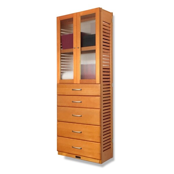 Shop John Louis Home 12in deep Solid Wood Premier 5 Drawer/Doors Storage Tower Honey Maple ...