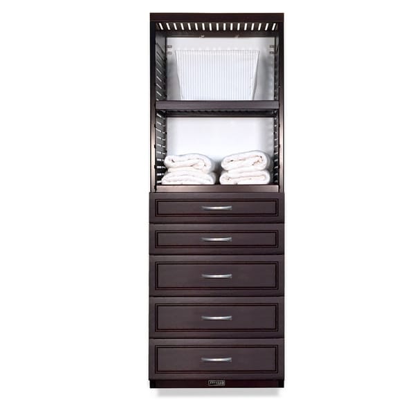Shop John Louis Home 16in deep Solid Wood Deluxe 5 Drawer Woodcrest Storage Tower Espresso ...