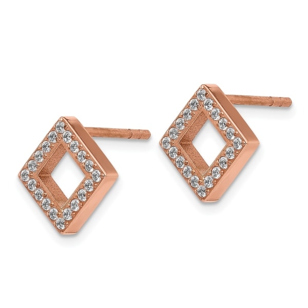 Stainless Steel CZ July Birthstone Polished Post Earrings