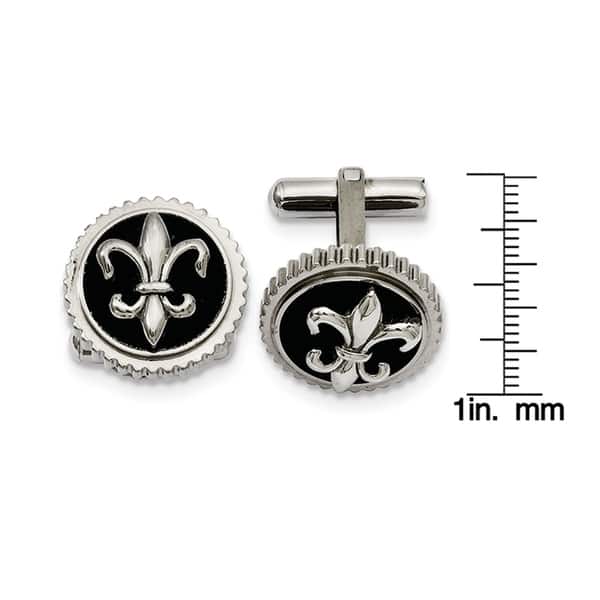 Sterling Silver Rhodium Plated Black Enamel Fleur de lis Pendant Sterling Silver Rhodium Plated Black Enamel Fleur de lis Pendant