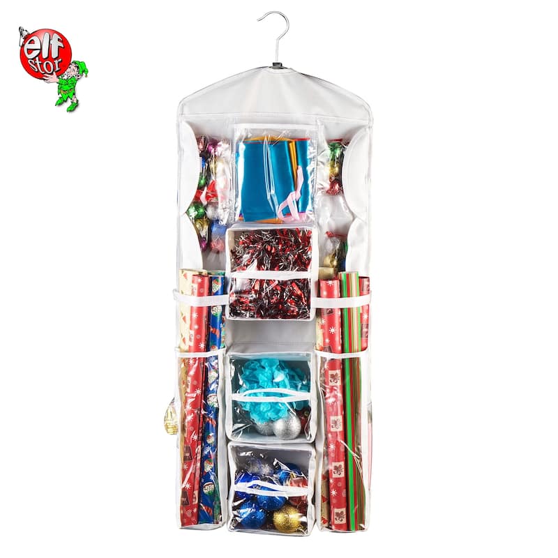 Elf Stor Double Sided Hanging Gift Wrap and Bag Organizer Stores it All