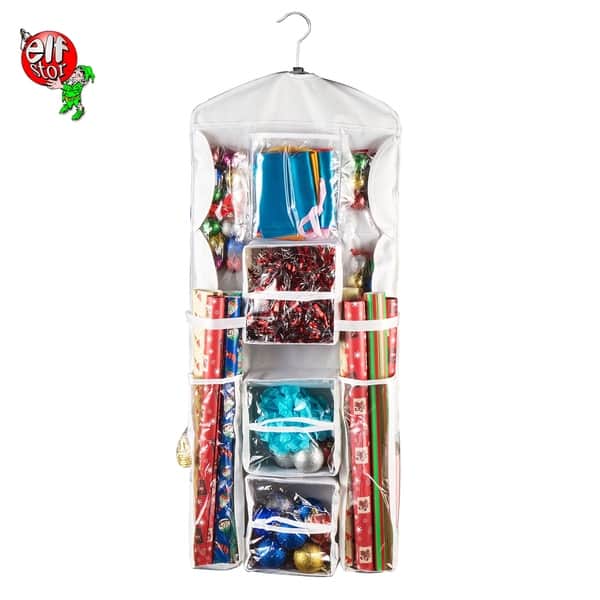 slide 2 of 8, Elf Stor Double Sided Hanging Gift Wrap and Bag Organizer Stores it All