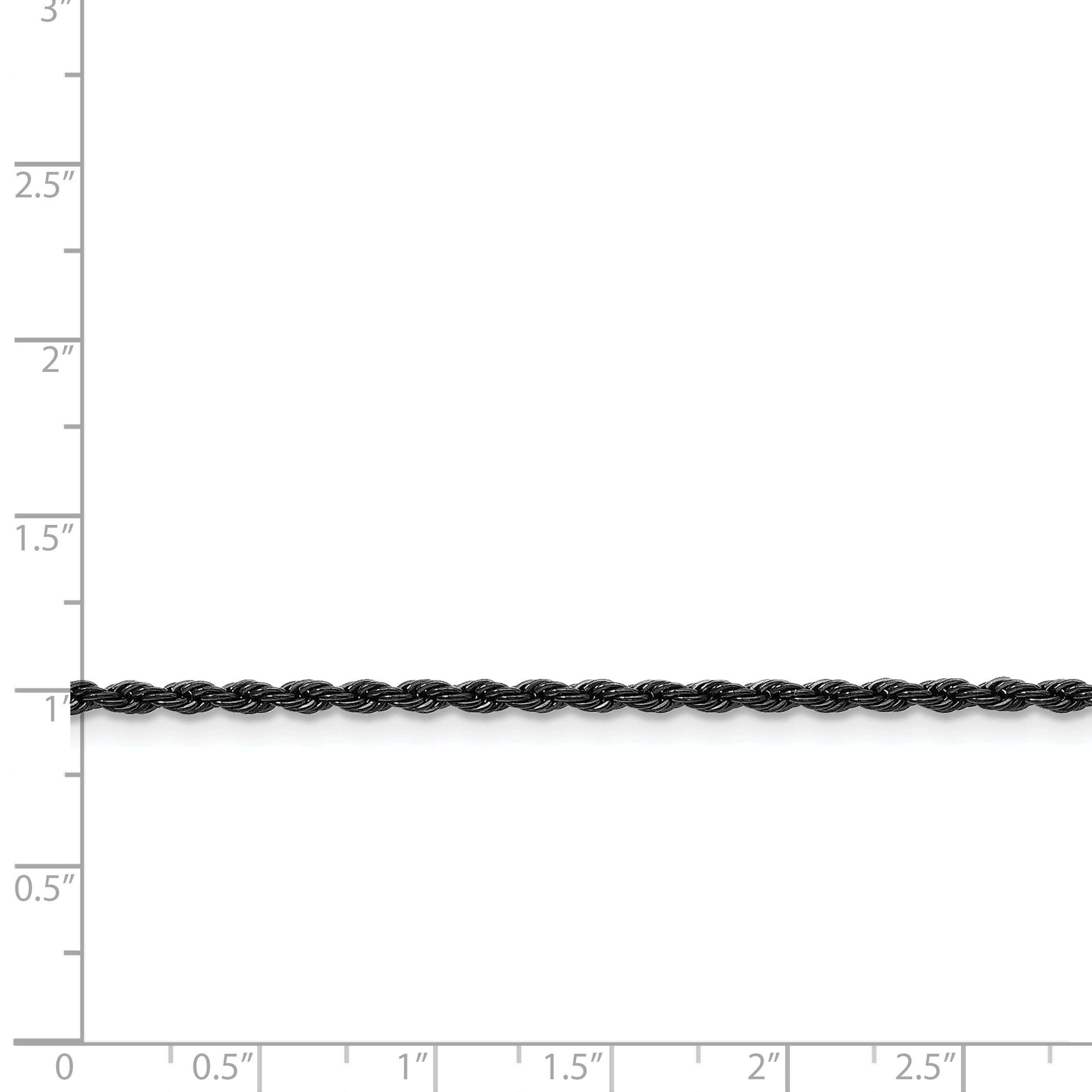 Stainless Steel IP Black-plated 2.4mm 18in Rope Chain