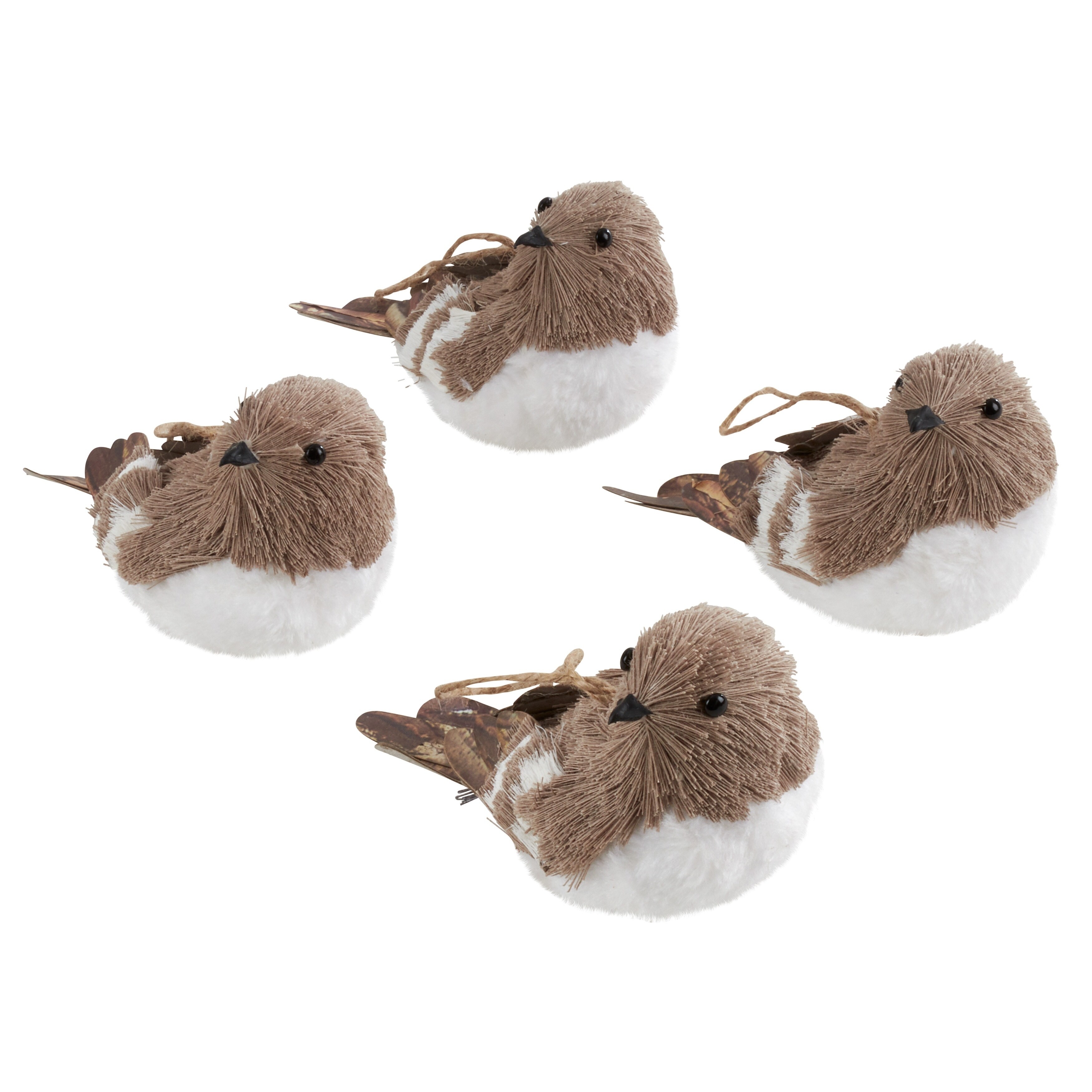 Feathered Bird Ornaments (Set of 4)