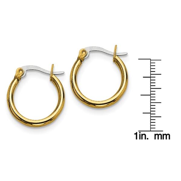 Stainless Steel Blue IP-plated Polished Round Hinged Hoop Earrings 2mm x 19mm Stainless Steel Blue IP-plated Polished Round Hinged Hoop Earrings 2mm x 19mm