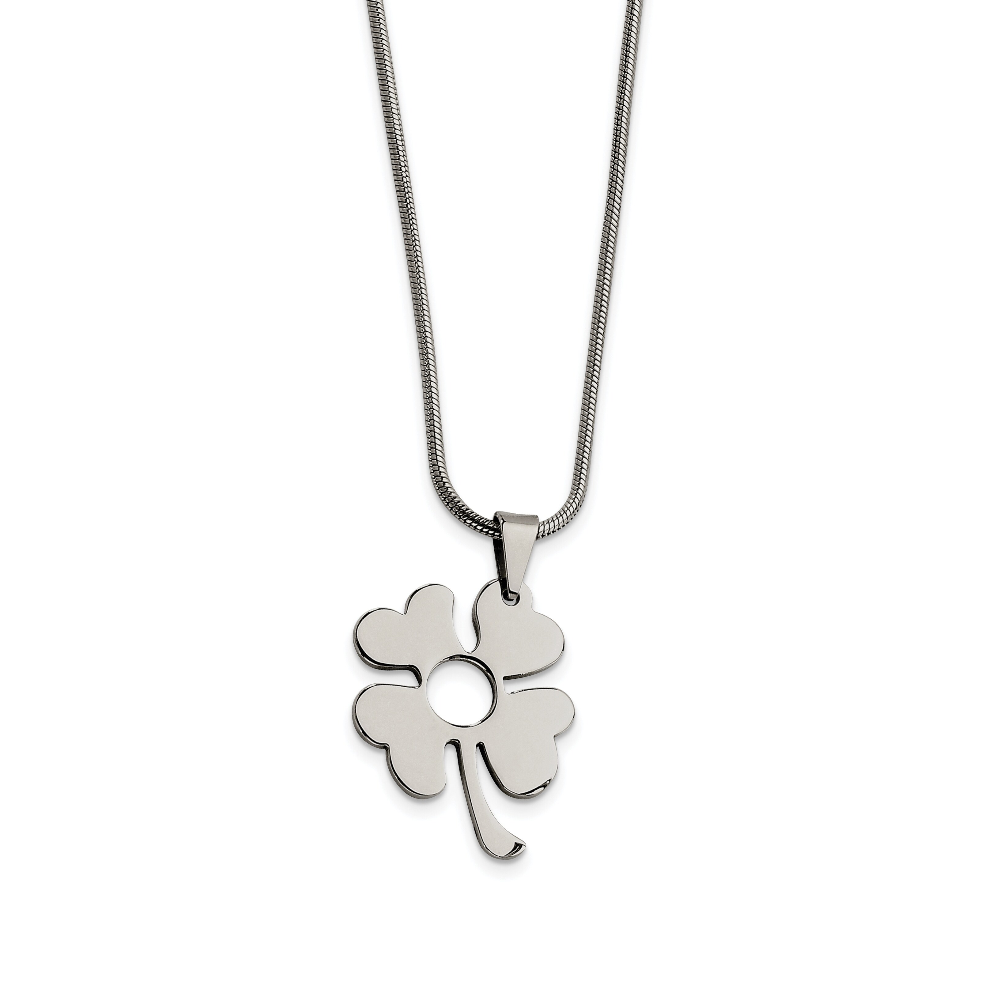 ELYA Stainless Steel Crystal Heart Clover Pendant Necklace 