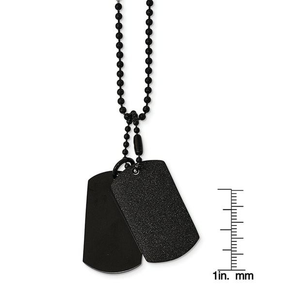 Stainless Steel Polished and Laser Cut Black IP CZ Necklace