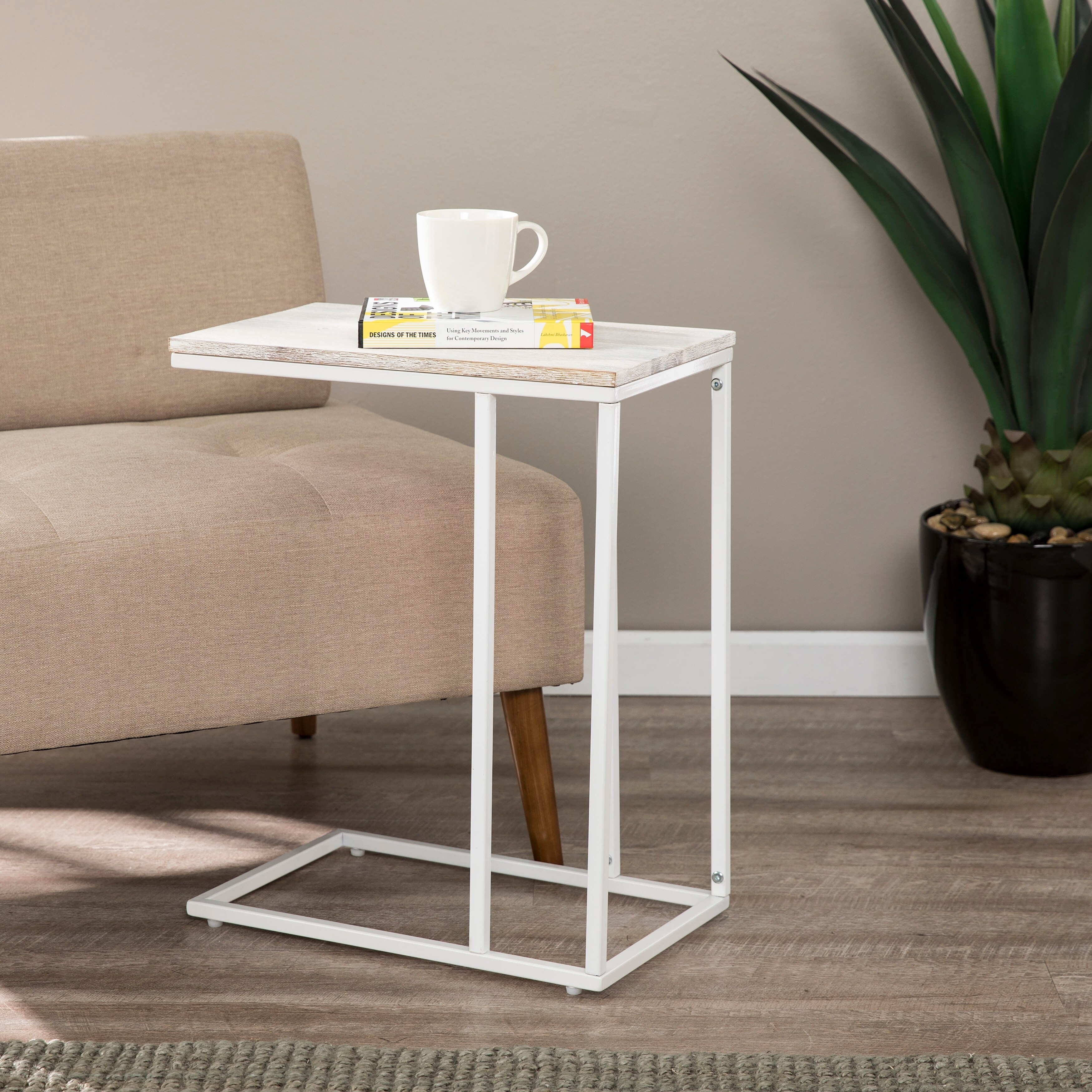 Carson Carrington Skane White C Table Laptop Desk Carson Carrington Skane White C Table Laptop Desk