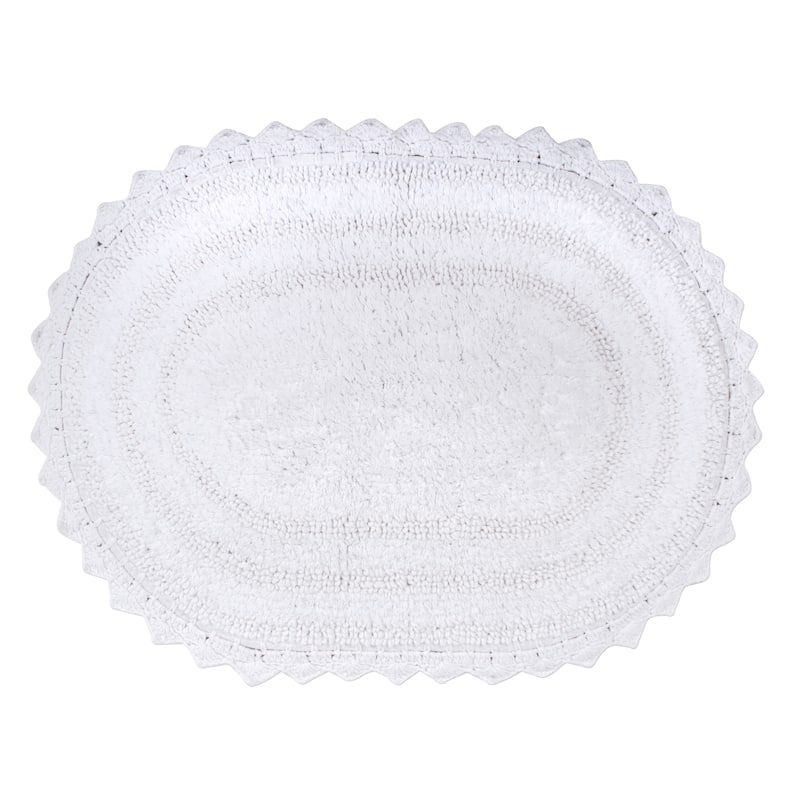 DII Reversible Soft Crochet Bath Mat - oval 21x34 - White