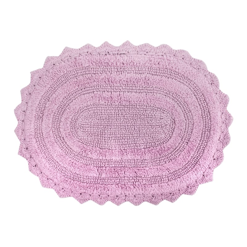 DII Reversible Soft Crochet Bath Mat - oval 21x34 - Mauve
