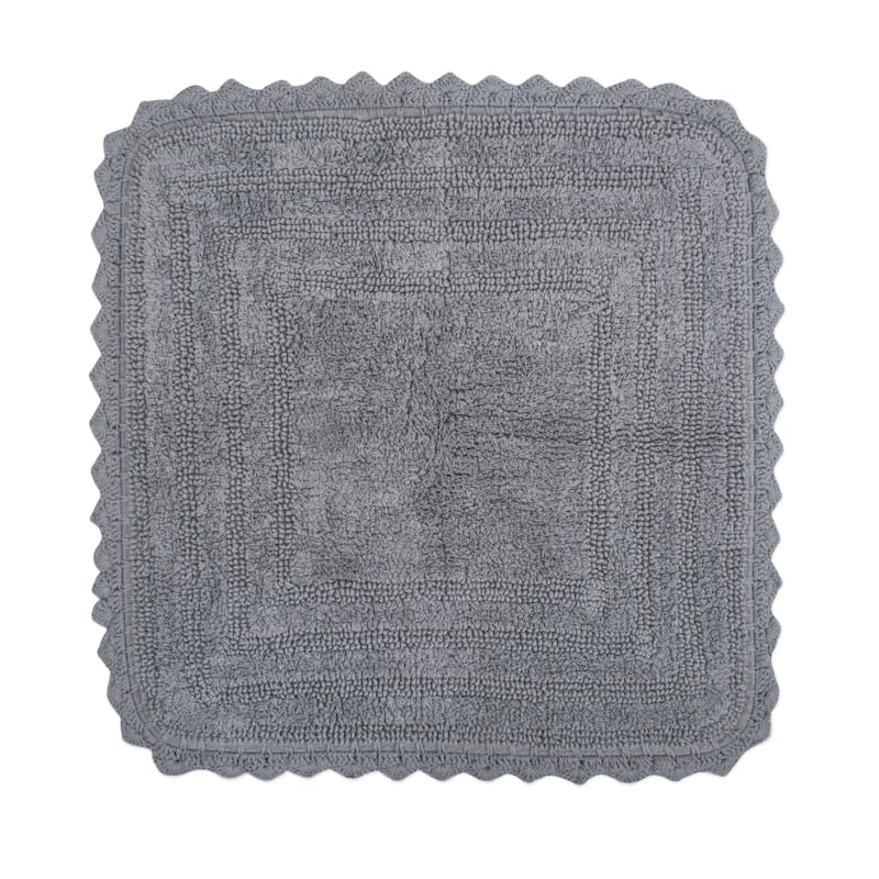 DII Reversible Soft Crochet Bath Mat - square 24x24 - Grey