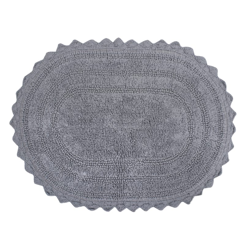 DII Reversible Soft Crochet Bath Mat - oval21x34 - Grey