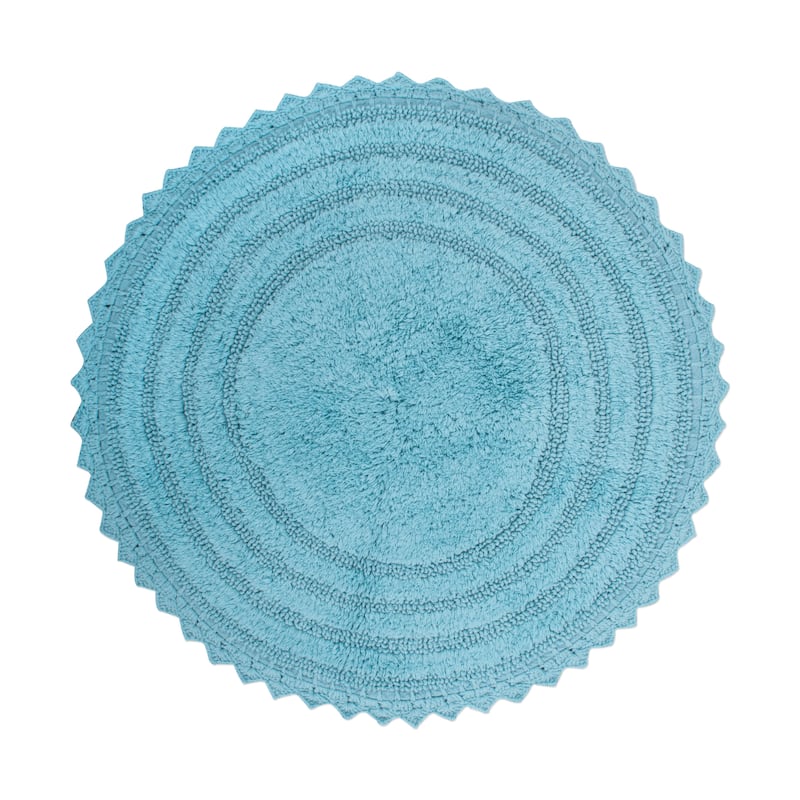 DII Reversible Soft Crochet Bath Mat - round 25 - cameo blue