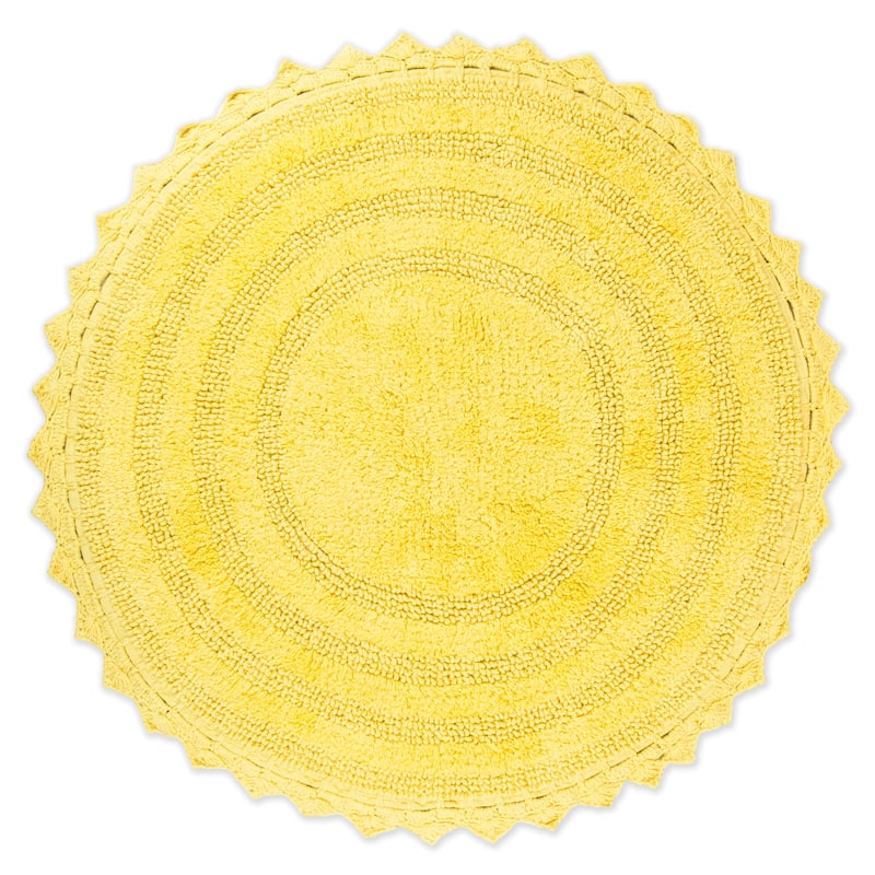 DII Reversible Soft Crochet Bath Mat - round 27.5 - Yellow