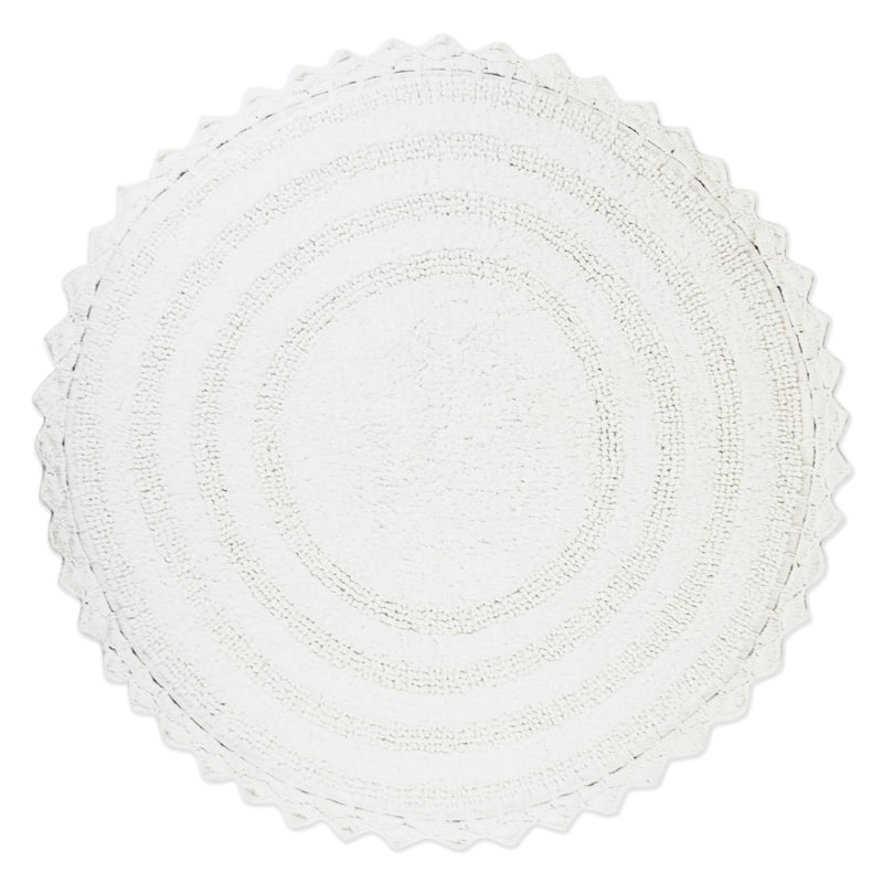 DII Reversible Soft Crochet Bath Mat - round 27.5 - White