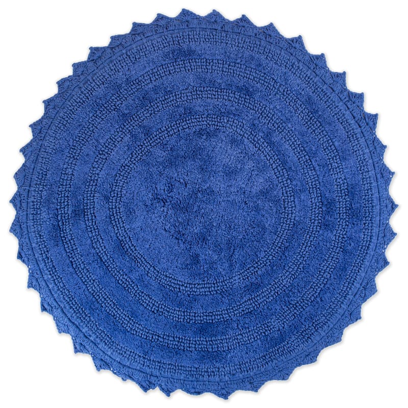 DII Reversible Soft Crochet Bath Mat - round 27.5 - Blueberry