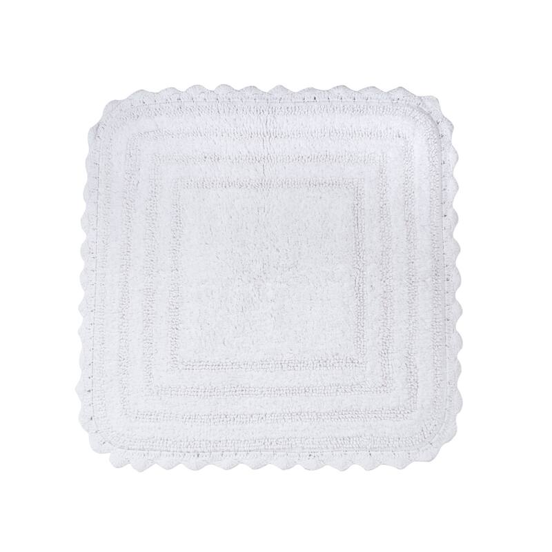 DII Reversible Soft Crochet Bath Mat - square 24x24 - White