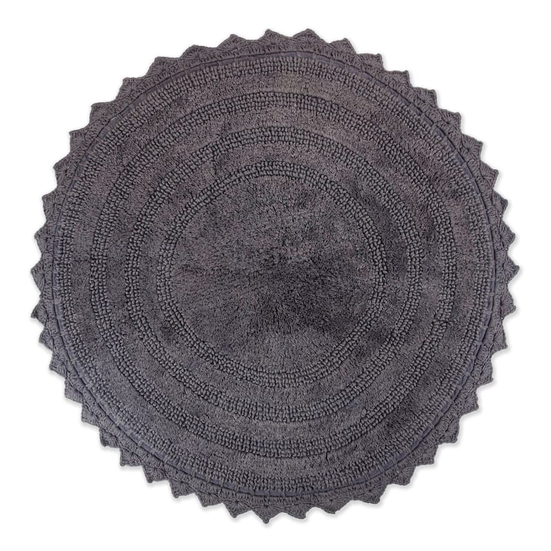 DII Reversible Soft Crochet Bath Mat - round27.5 - Grey
