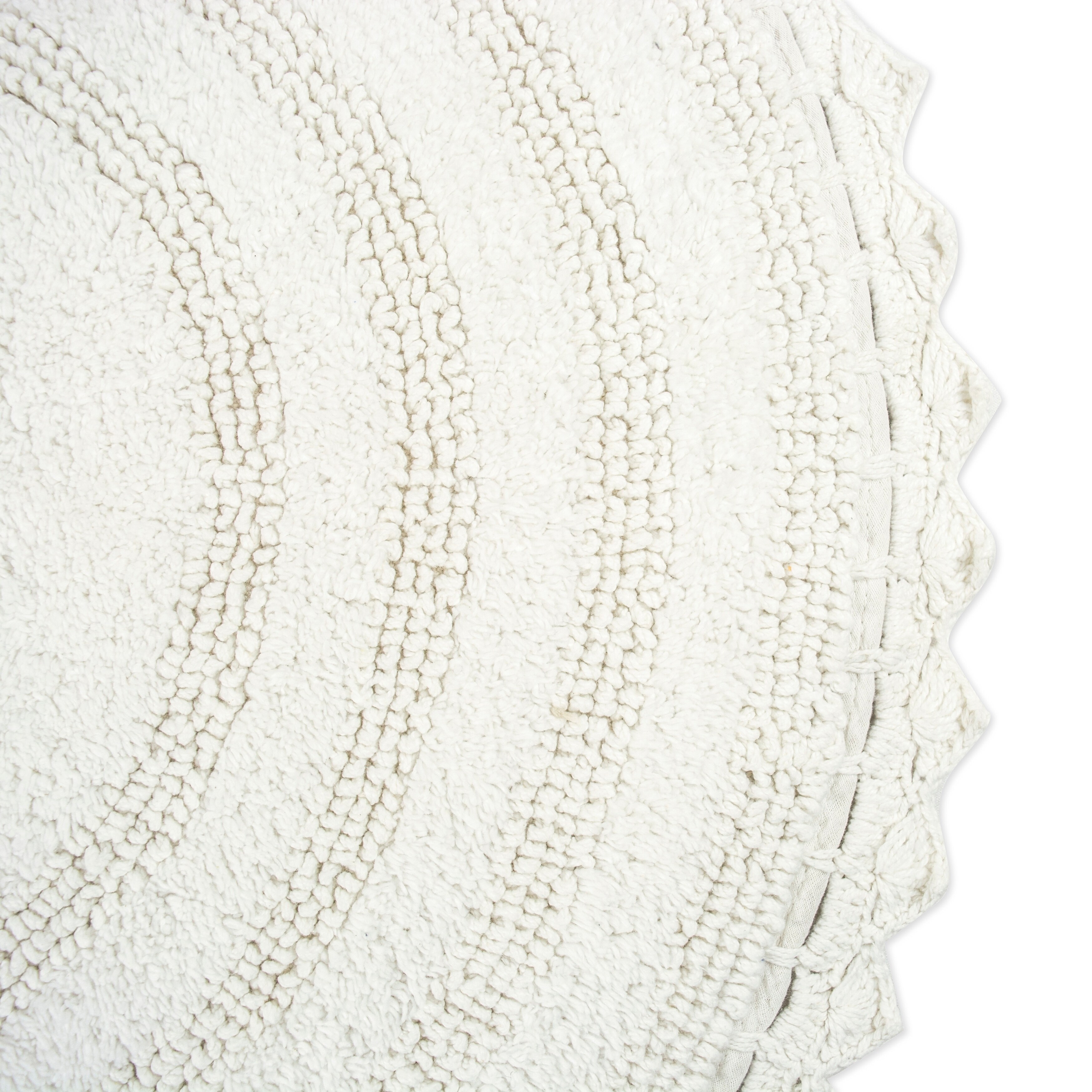 DII Off White Round Crochet Bath Mat