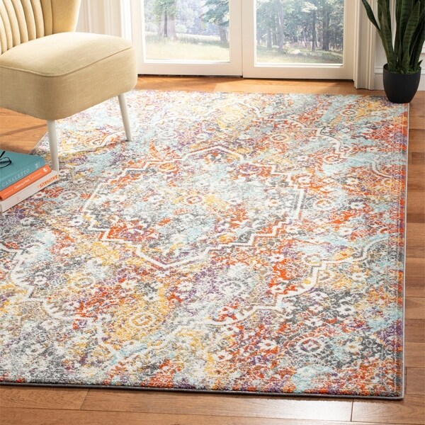 Shop Safavieh Madison Vintage Oriental Light Grey / Light Blue Rug 6' X 9' On Sale Free