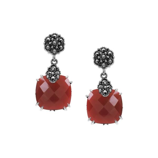 Shop Marc Sterling Silver Cushion Cut Red Agate Marcasite