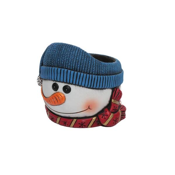 Alpine Blue Hatted Snowman Flower Pot 6 Inch Tall On Image Gallery
